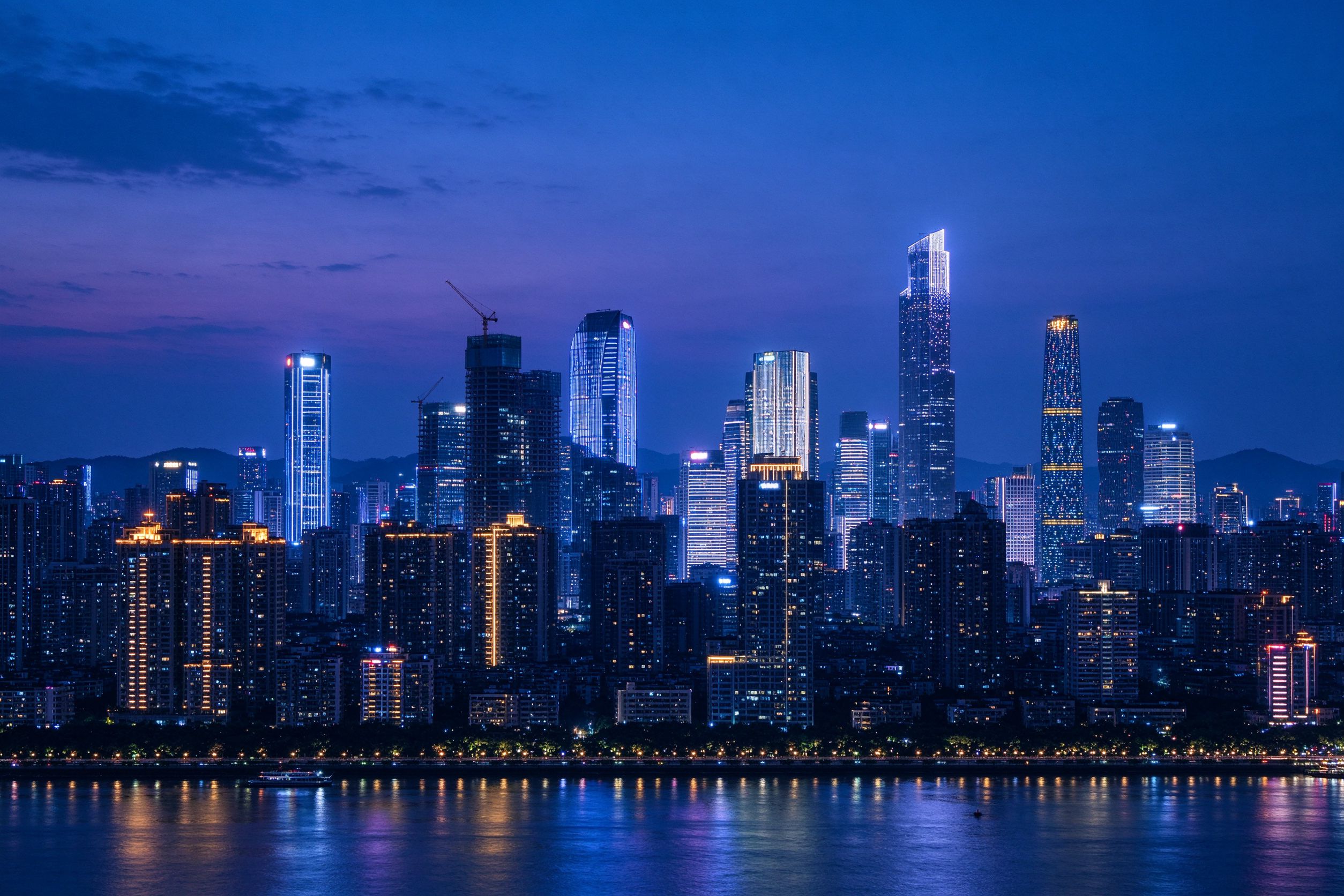 Blue hour city skyline