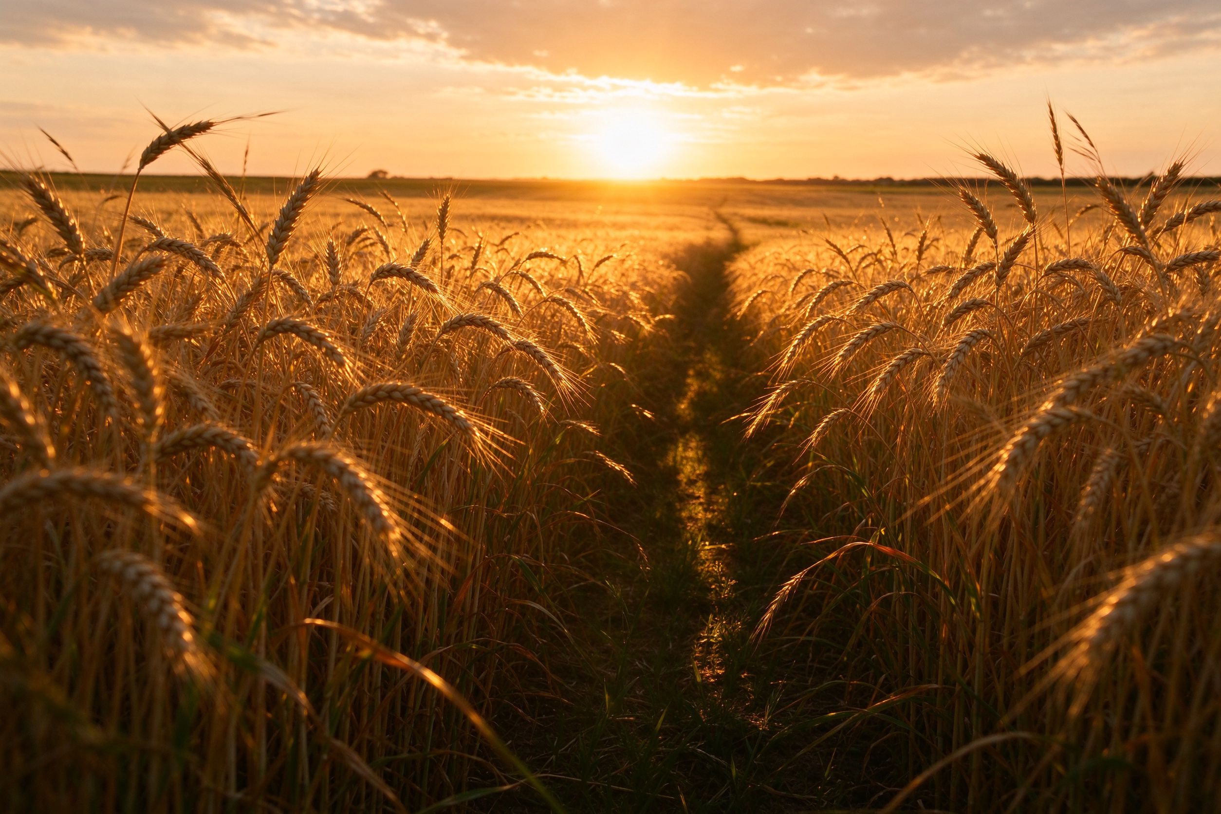 Golden hour over a wheat field