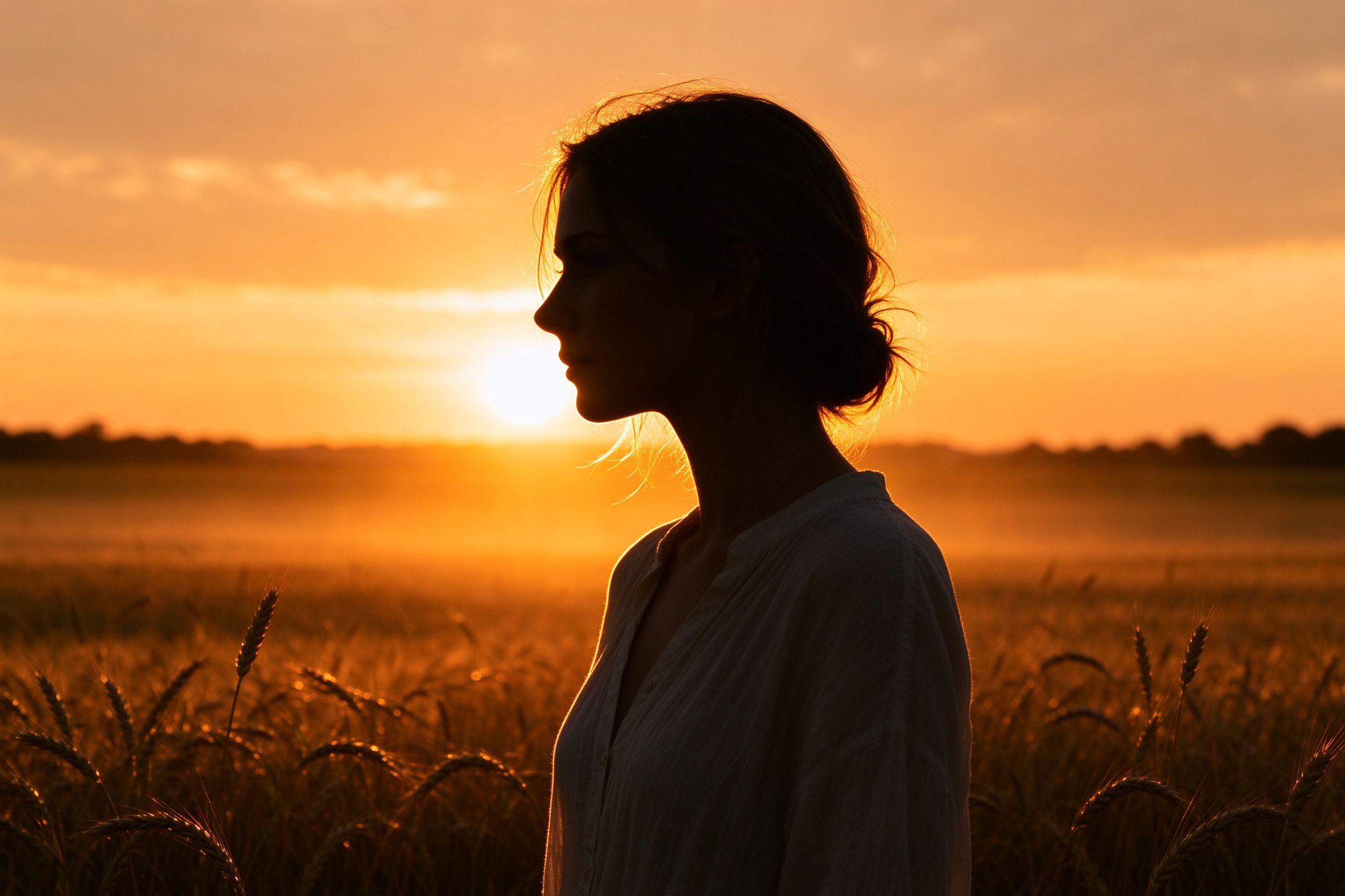 Golden hour portrait silhouette