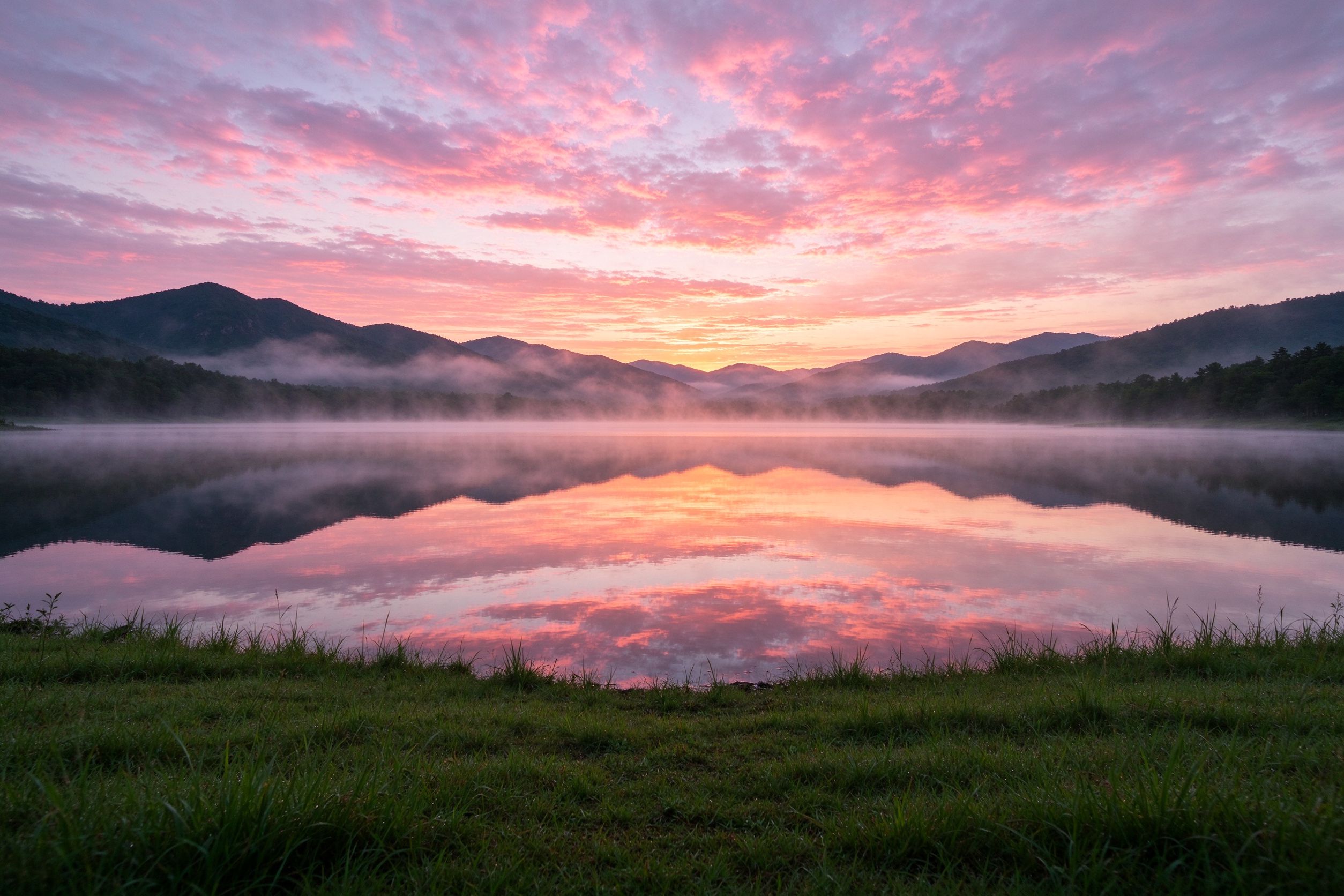 Lake reflection at dawn