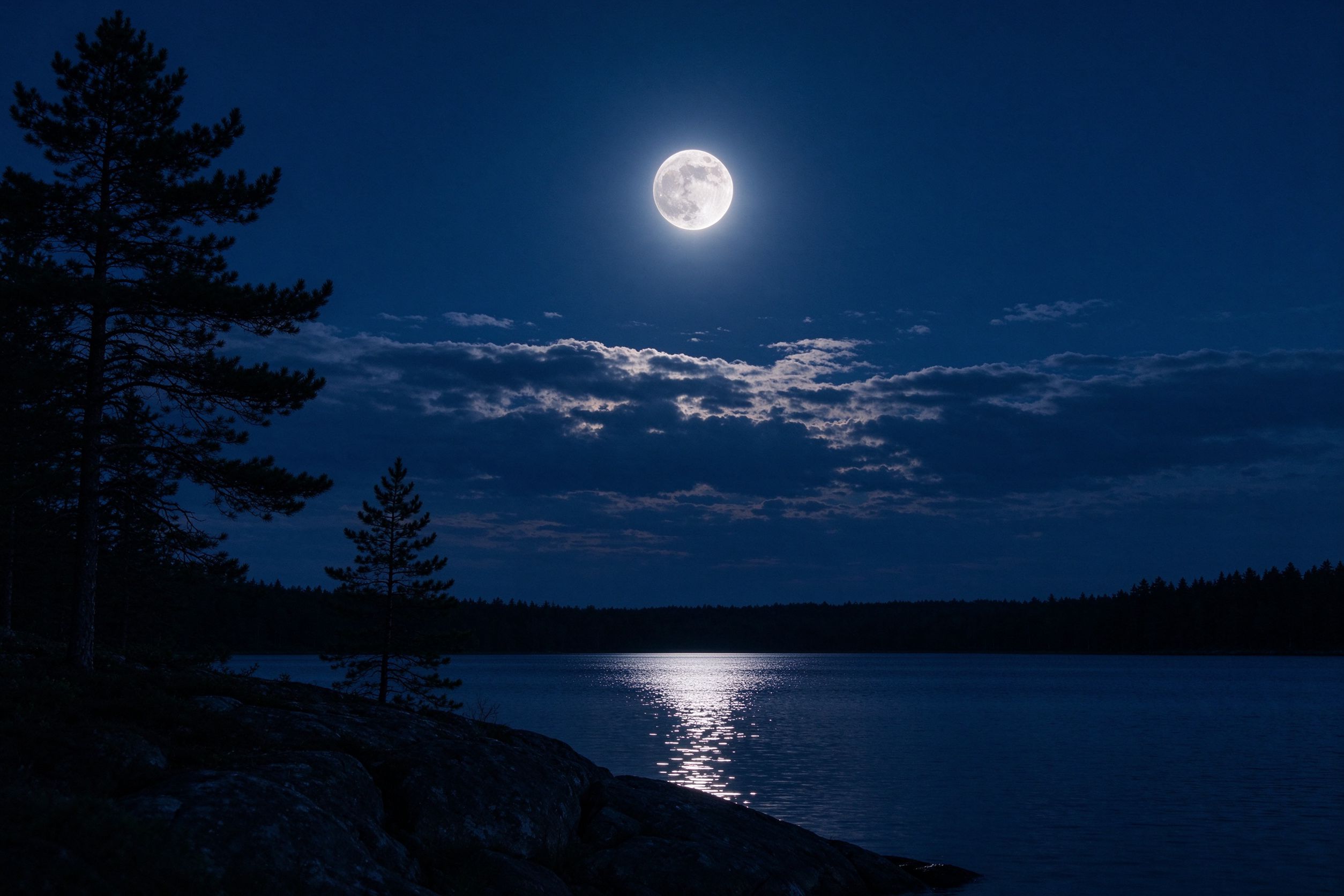 Full moon over a lake